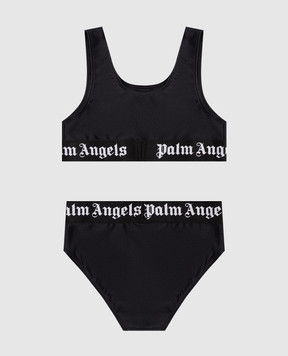 Palm Angels Дитячий чорний купальник з візерунком логотипа PGFE002S26JER001