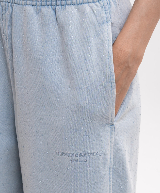 Alexander Wang Голубые спортивные штаны с кристаллами 1CC3264020 изображение 5