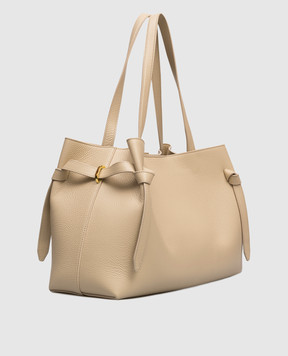 YUZEFI Бежевая кожаная сумка-тоут GYOZA GYOZATOTE