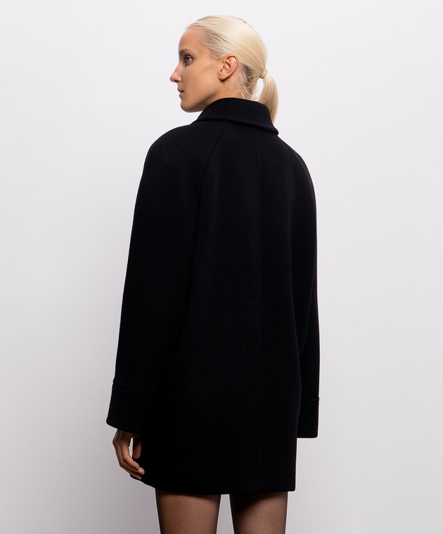 Saint Laurent Черное двубортное пальто из шерсти 866248Y060R изображение 4