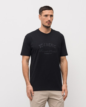 Iceberg Чорна футболка з вишивкою логотипа F0406325