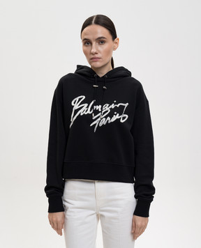 Balmain Черные худи с принтом логотипа GF1JR030BD41