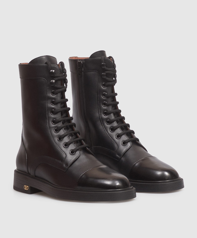 Valentino Черные кожаные ботинки 9W2S0QA2KIU изображение 2