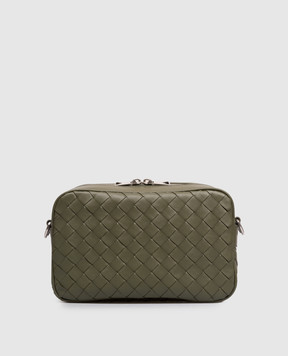 Bottega Veneta Шкіряна сумка Intrecciato кольору хакі 755923V2HL1