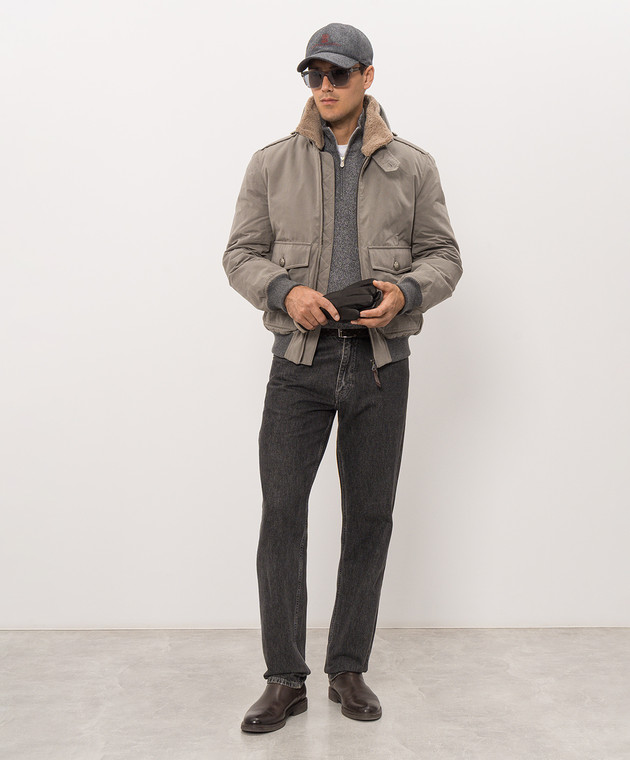 Brunello Cucinelli Сіра куртка зі знімним коміром MG5456003 зображення 2