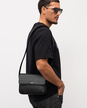 Serapian Чорна шкіряна сумка-месенджер з логотипом SRSTSMML735024ACG2