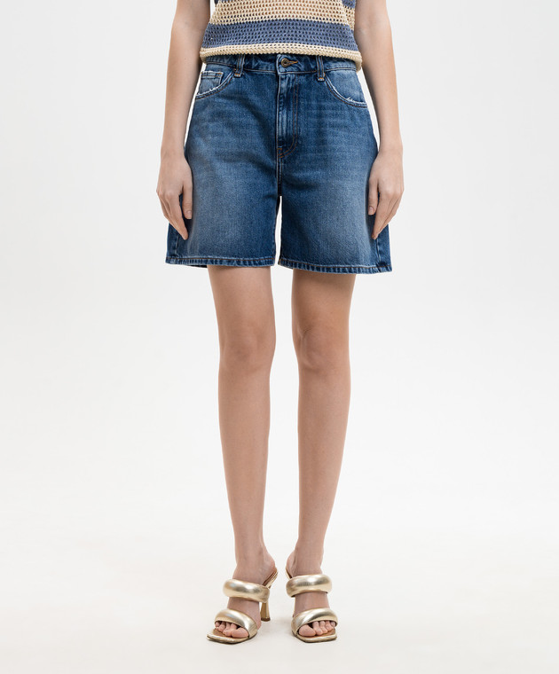 Solotre Сині джинсові шорти з ефектом потертості M1AB0142 зображення 3