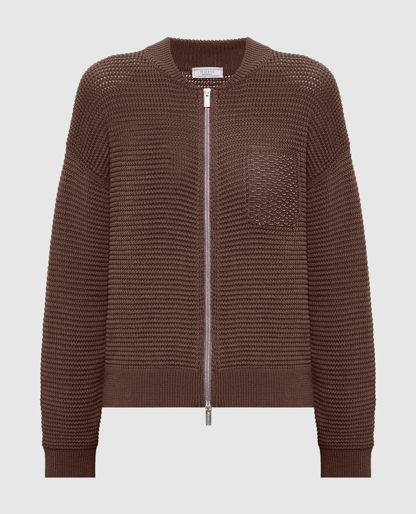 Коричневый кардиган с цепочкой мониль