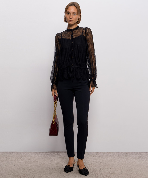 Twinset Чорна блуза з мережива 262TP274C зображення 2