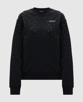 Off-White Черный свитшот с кристаллами Swarovski 2BA07HS26FLE001