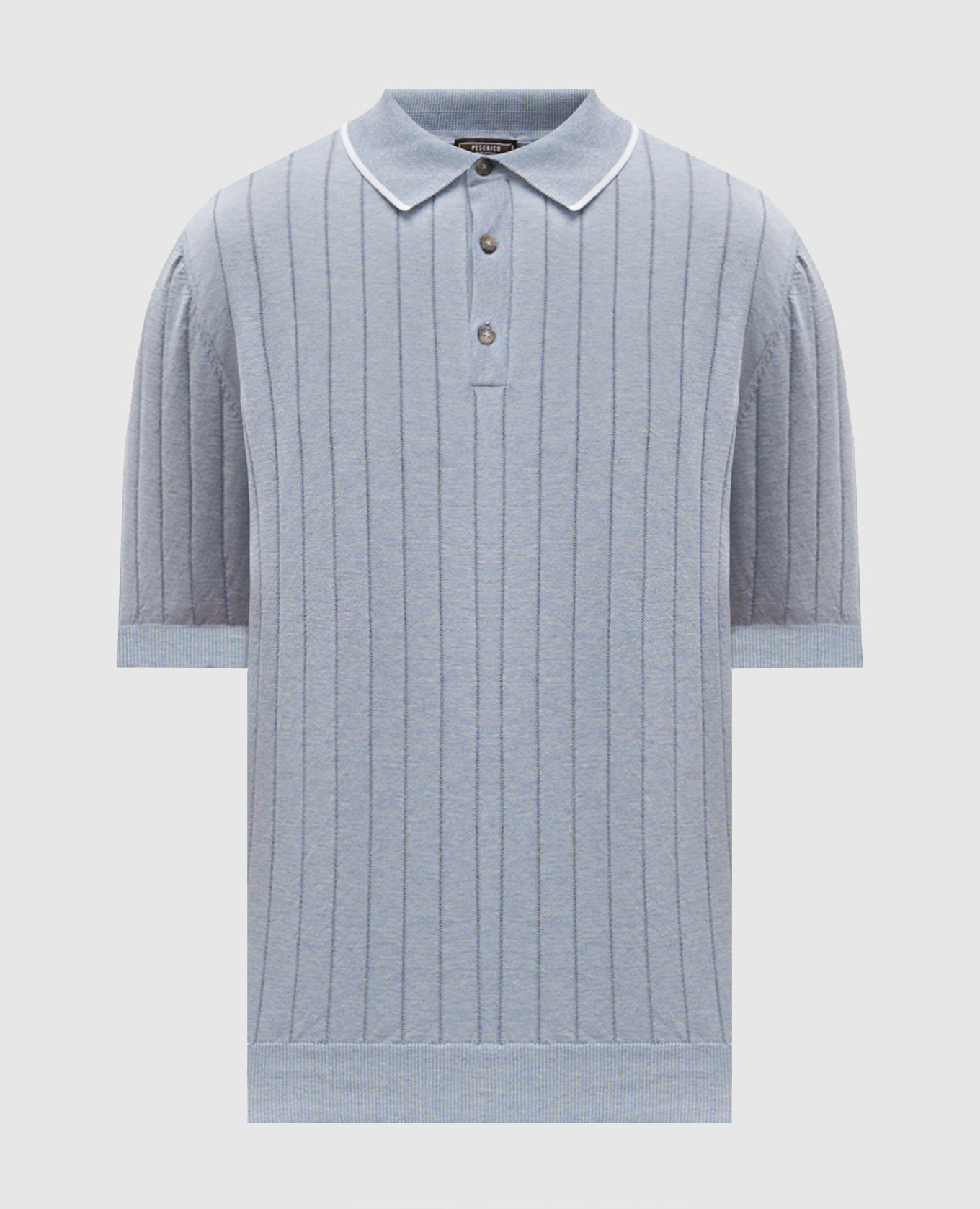 Голубое поло в рубчик