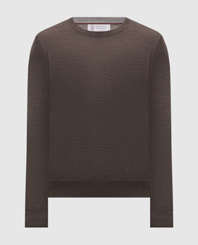 Brunello Cucinelli Джемпер коричневого цвета из шерсти и кашемира M2400100
