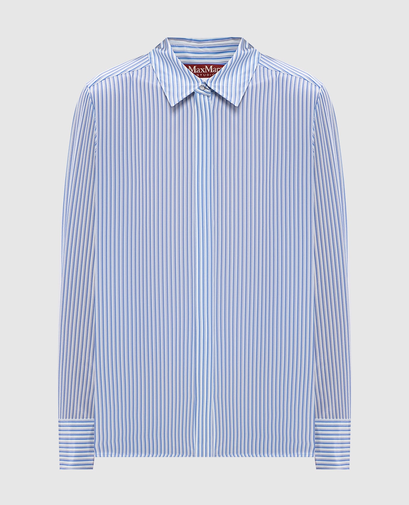 Голубая рубашка из шелка MSTFLIRT в полоску
