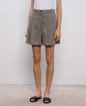 Brunello Cucinelli Серые шорты из льна MA698DV499