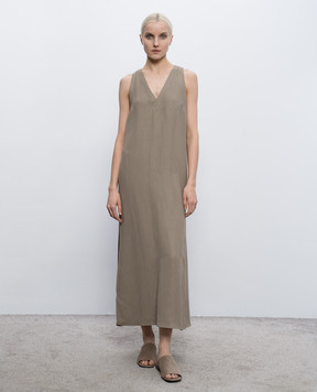 Brunello Cucinelli Коричнева сукня з льоном MH126A4812