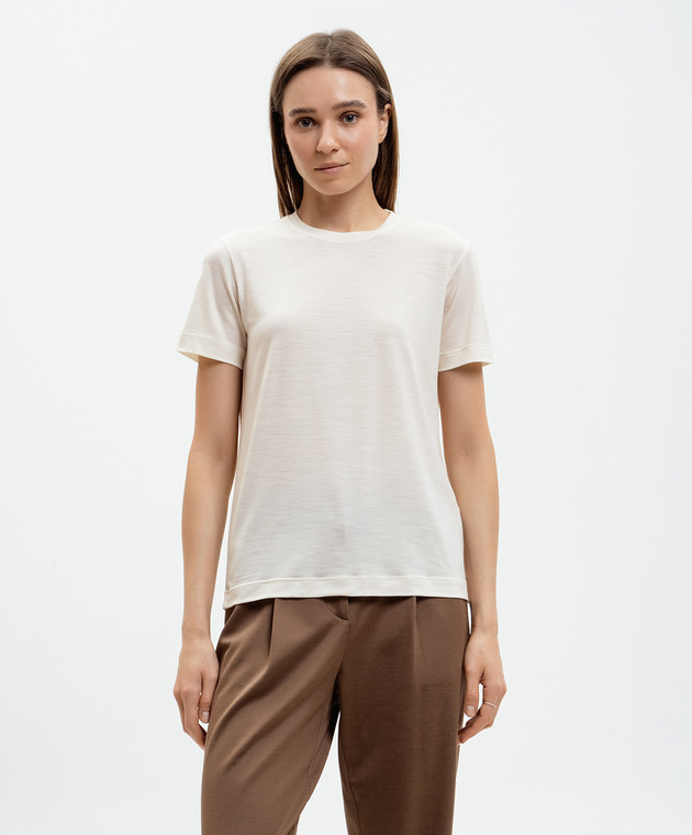 Marco Pescarolo Бежевая футболка Amata из шерсти AMATAD53Y04 изображение 3