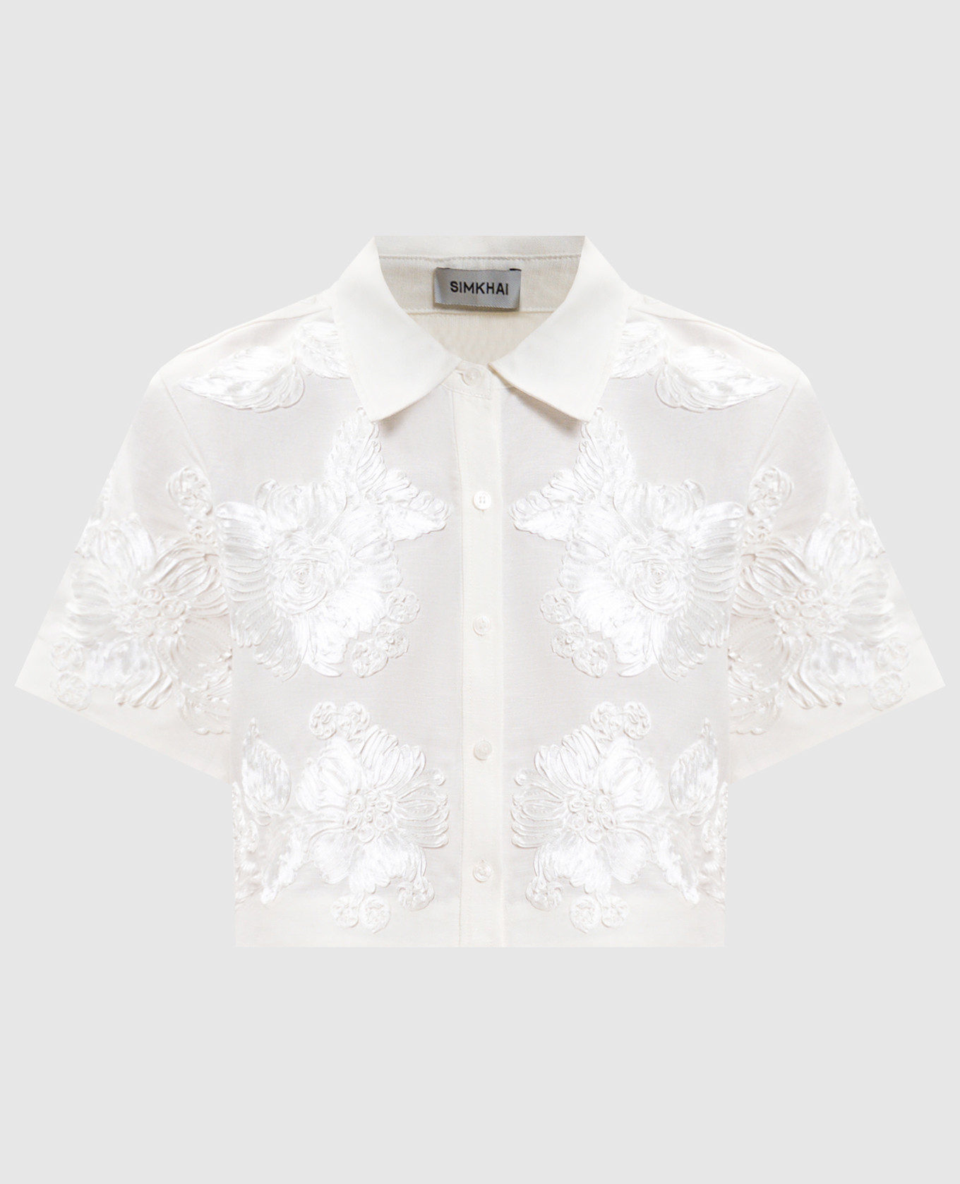 Белая укороченная рубашка Callie Soutache с льном