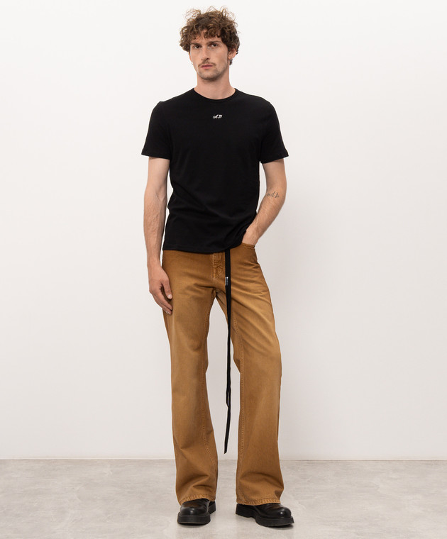 Ann Demeulemeester Черная футболка с контрастной вышивкой B0014216FA206 изображение 2