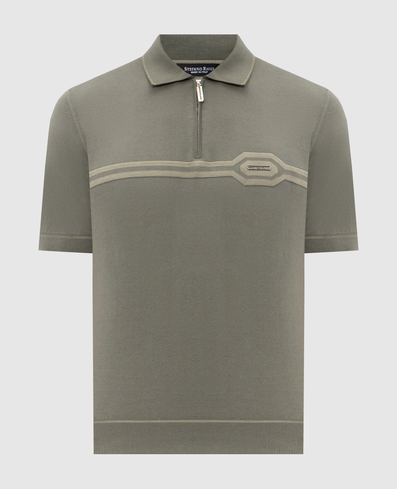 Зеленое поло с шелком с нашивкой логотипа