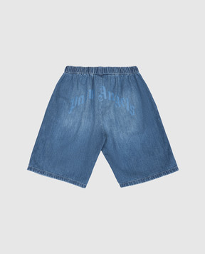 Palm Angels Детские синие джинсовые шорты с принтом логотипа PBYC002S26DEN001