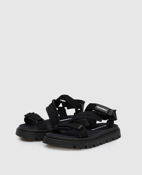 Dolce&Gabbana Детские черные сандалии с нашивкой логотипа DA5350A55552836