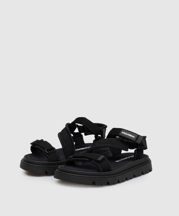Dolce&Gabbana Детские черные сандалии с нашивкой логотипа DA5350A55552836 изображение 2