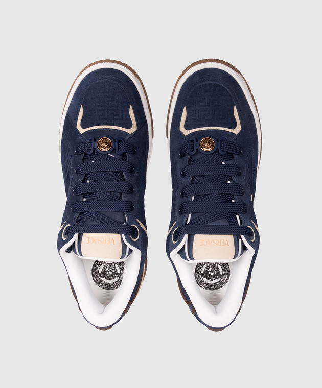 Versace Синие замшевые кроссовки Biggie Basket 10256551A18539 изображение 4