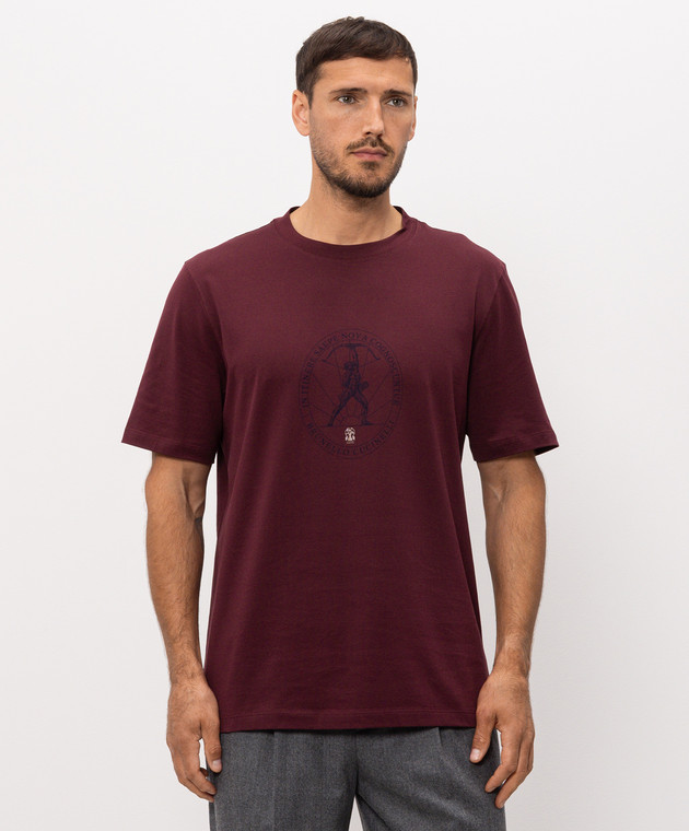 Brunello Cucinelli Бордова футболка з принтом M0B138519 зображення 3
