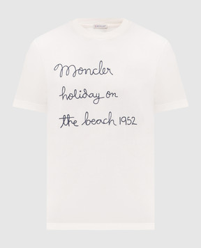 Moncler Белая футболка с вышиной надписи L10918C0005389B8U