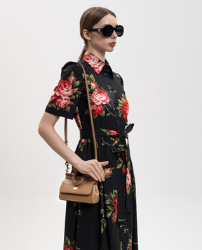 Dolce&Gabbana Коричневая кожаная сумка Sicily с логотипом BB7116B1001