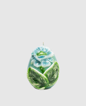 Cereria Introna Синя свічка у формі яйця з півонією 2103