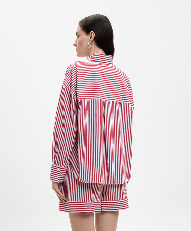 Solotre Бордовая рубашка в полоску M1AB0042 изображение 4