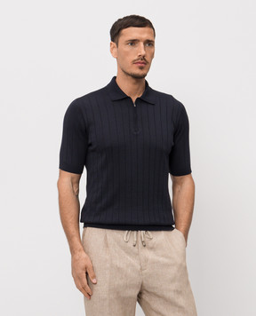 Peserico Синее поло с шелком R59464F1809317