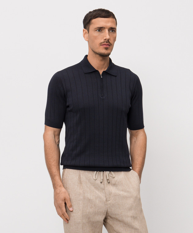 Peserico Синее поло с шелком R59464F1809317 изображение 3