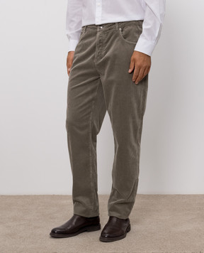 Brunello Cucinelli Вельветовые брюки цвета хаки M280NF1012