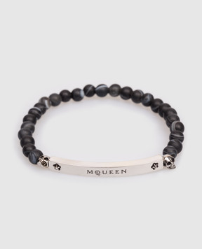 Alexander McQueen Чорний браслет з намистинами агату 858391I232Y
