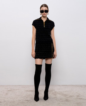 Balmain Чорний тідовий топ з блискавкою FF0GB025KJ16