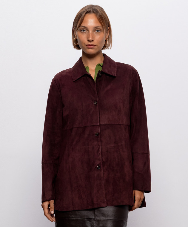 Max Mara Бордова замшева сорочка GOCCE SMMGOCCE зображення 3