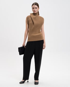 Victoria Beckham Коричневый топ с шерстью с открытой спиной 1425KTP006813A