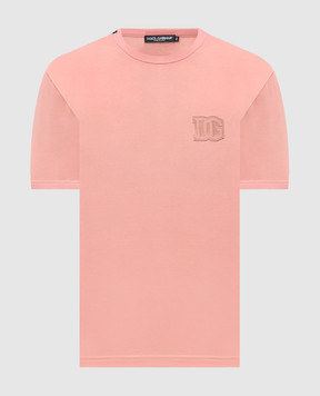 Dolce&Gabbana Рожева футболка з нашивкою монограми G8PV1ZG7P3N