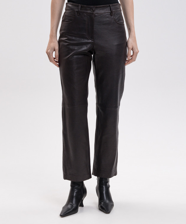 Max Mara Weekend Коричневі шкіряні штани DESERTO WKDDESERTO зображення 3