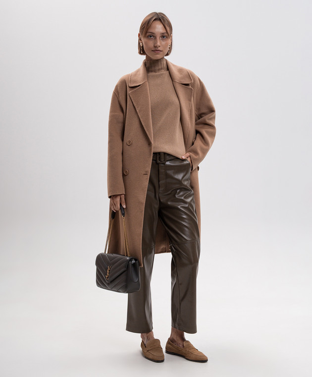 Twinset Коричневое двубортное пальто с шерстью 262TP2011 изображение 2