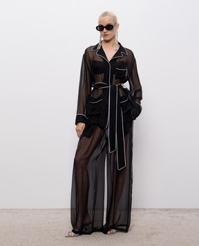 Dolce&Gabbana Чорна блуза із шовку F5U33TFU1AT