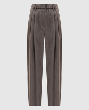 Brunello Cucinelli Сірі штани з вовни з люрексом MP189P9253