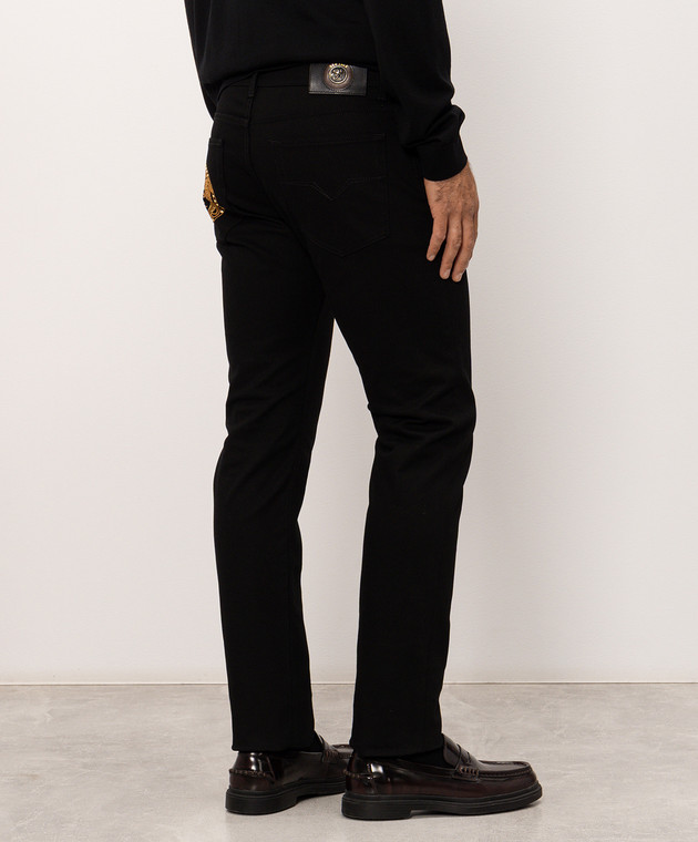 Versace Чорні джинси з вишивкою емблеми 10270171A19298 зображення 4