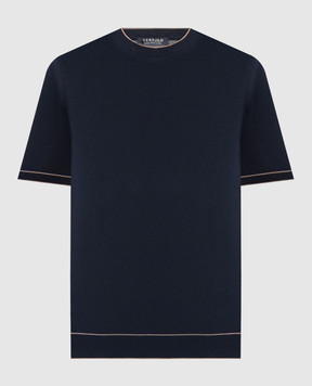 Bertolo Cashmere Синя футболка з контрастним окантуванням 902204002056