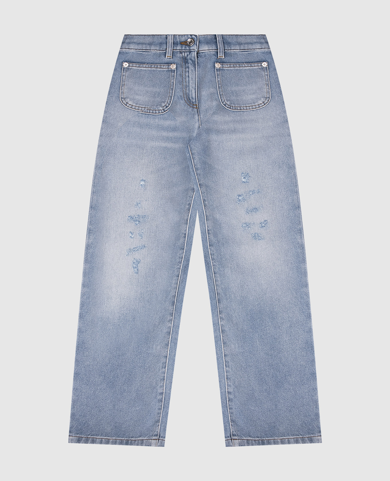 

Детские голубые джинсы с прорехами, Голубой, Джинсы