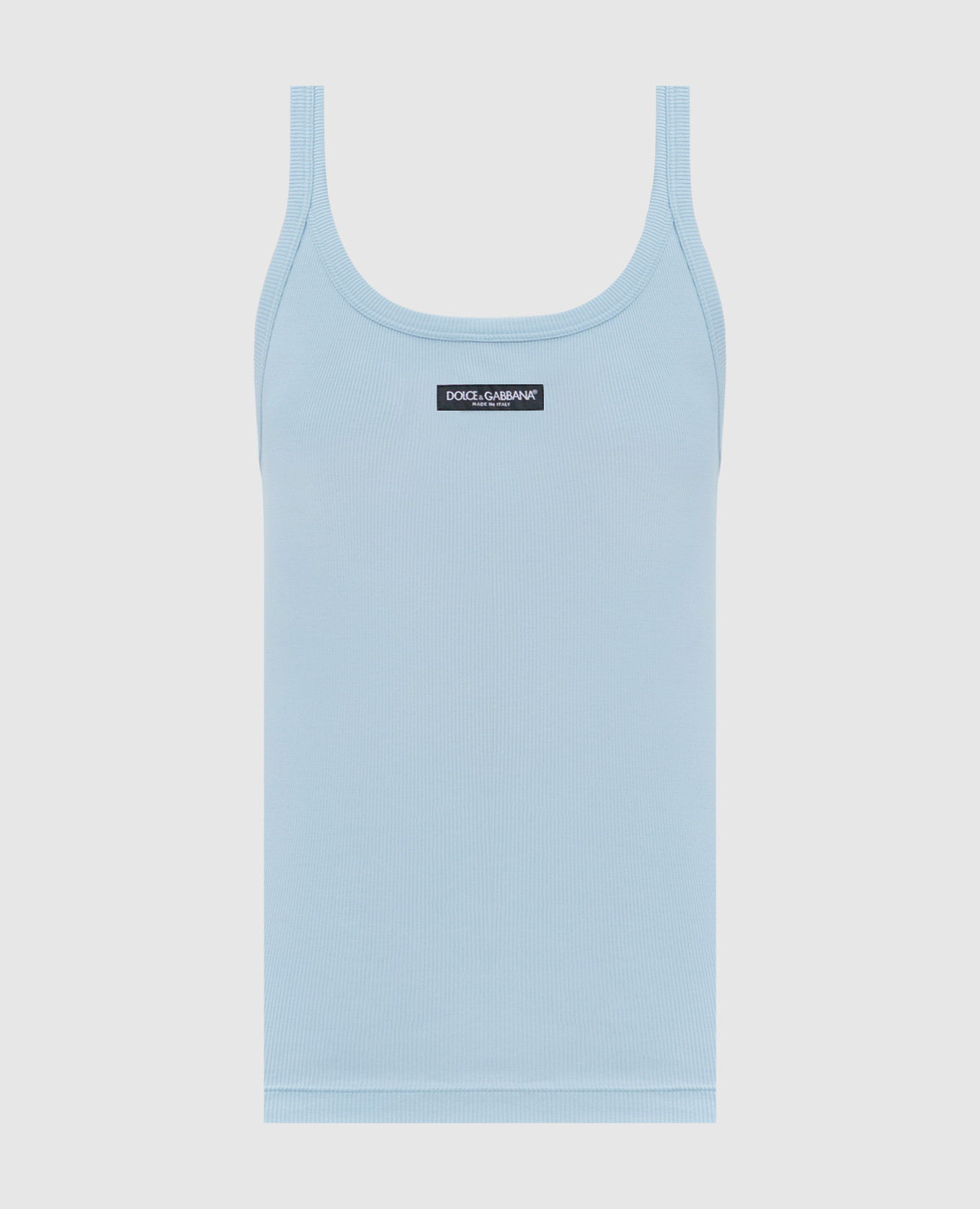 Голубая майка в рубчик