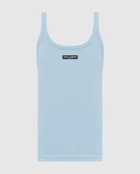 Dolce&Gabbana Голубая майка в рубчик F8W45TFU7AV