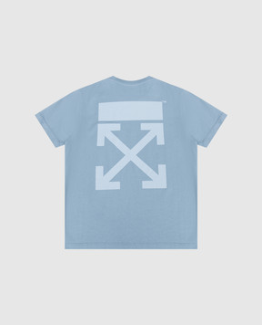 Off-White Дитяча блакитна футболка з принтом логотипа Off 44GAA001S26J009